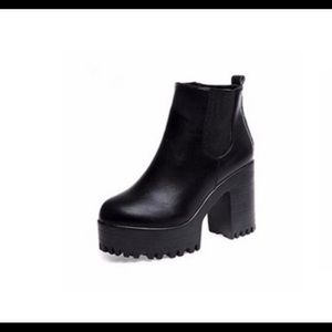 chunky heel platform ankle boots